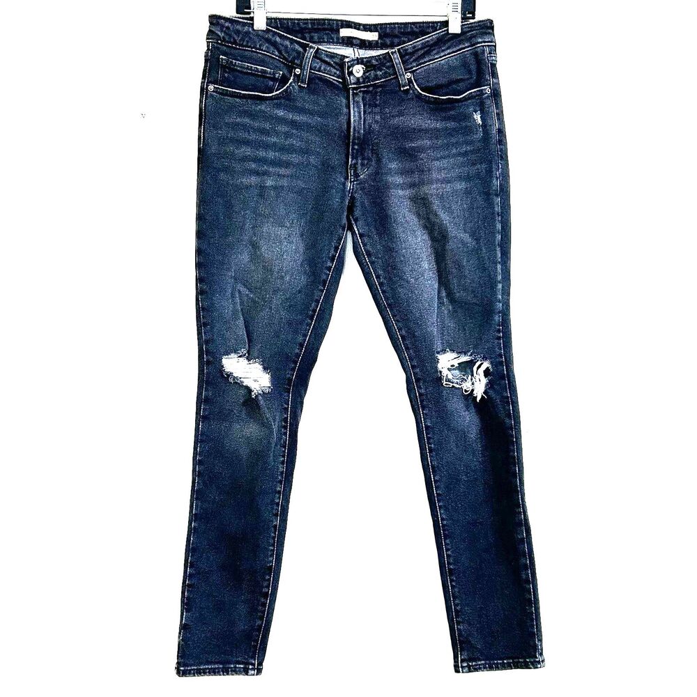 Levi’s 711 Skinny Jeans Size 30 Wash Black Distressed Denim Jeans W30xL30 Casual